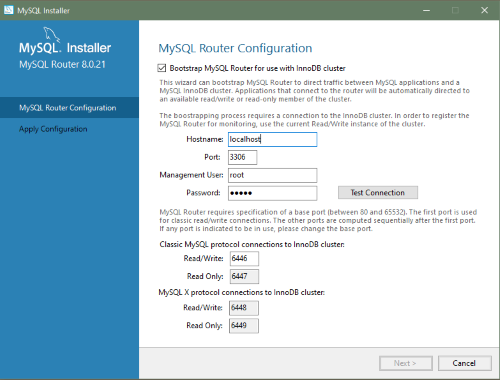 MySQL Router Configuration